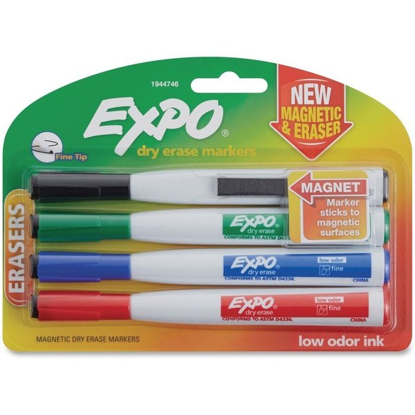 Expo Magnetic Dry Erase Markers, Brd/Md/Fine Pt, 4/PK, Ast PK SAN1944746